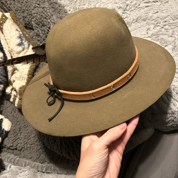 Never ending threads handmade moon hat brown size 6 3/4 - Picture 2 of 5